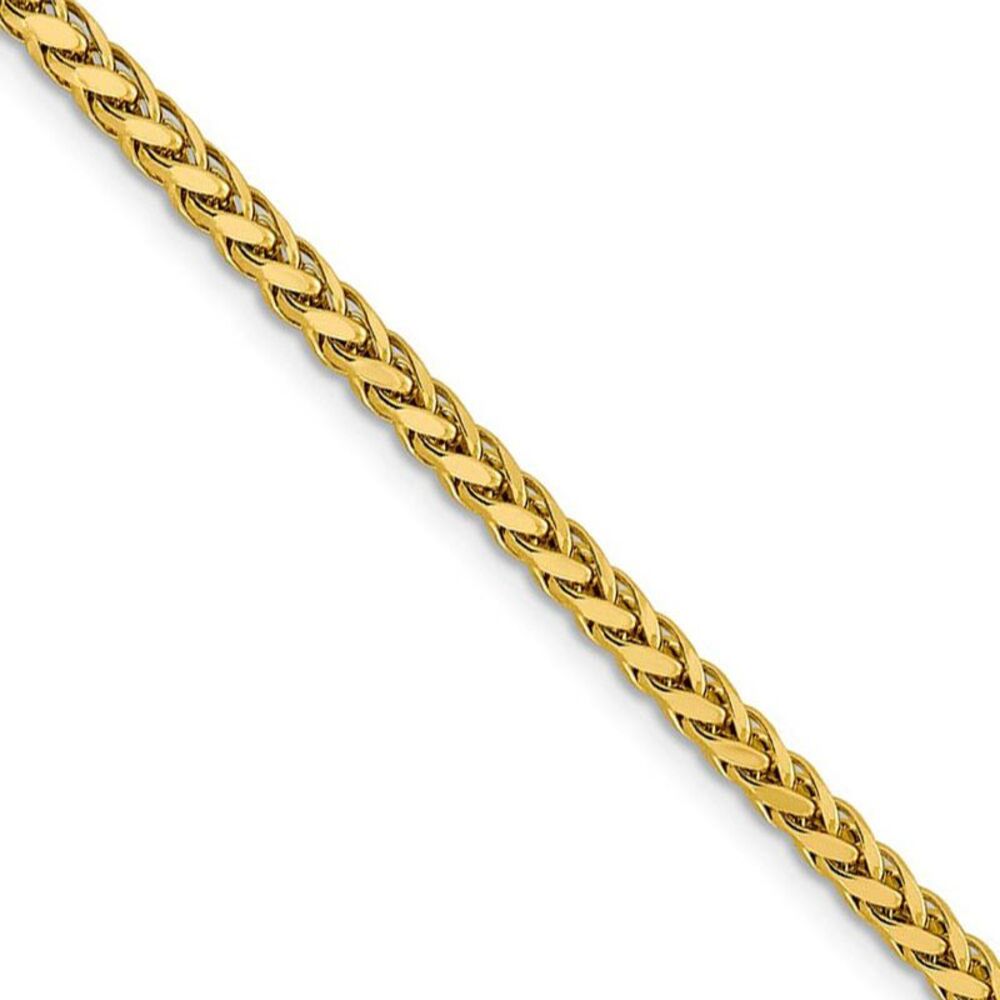 3mm, 14k Yellow Gold D/C Hollow Wheat Chain Necklace, 22 Inch